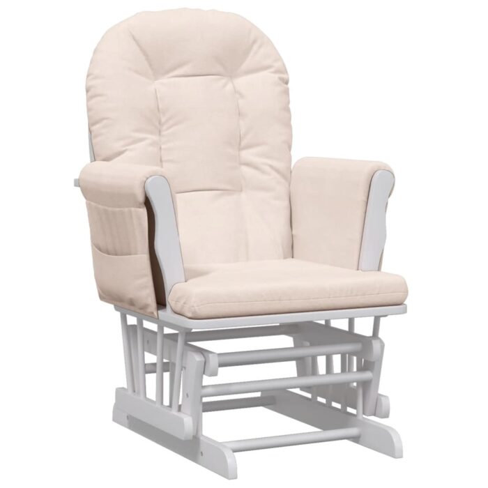 Chaise berçante avec repose-pied Rose clair Tissu – Image 4