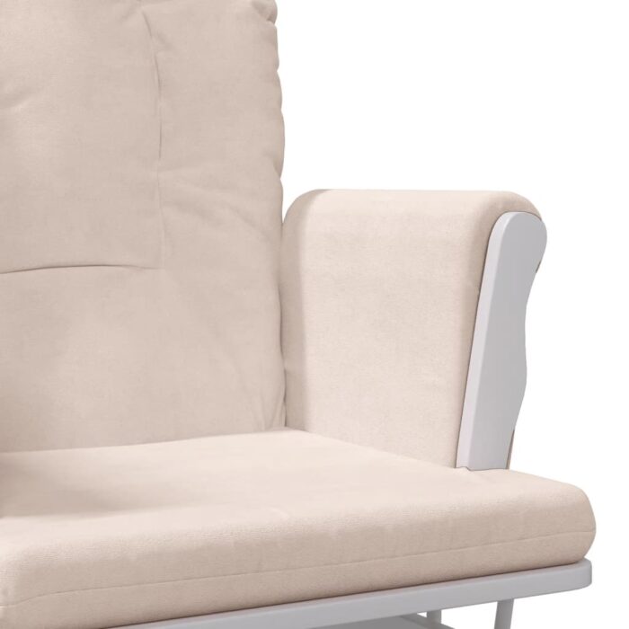 Chaise berçante avec repose-pied Rose clair Tissu – Image 6