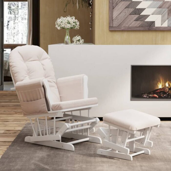 Chaise berçante avec repose-pied Rose clair Tissu – Image 1