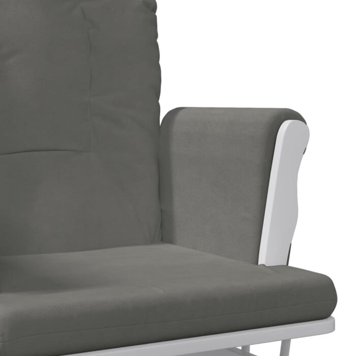 Chaise berçante avec repose-pied Gris foncé Tissu – Image 6
