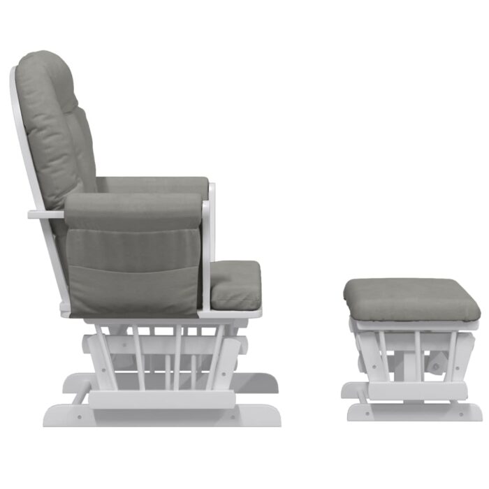 Chaise berçante avec repose-pied Gris clair Tissu – Image 2
