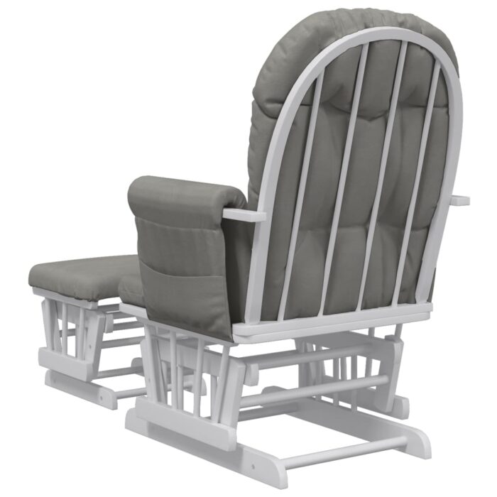 Chaise berçante avec repose-pied Gris clair Tissu – Image 3