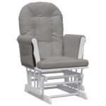 Chaise berçante avec repose-pied Gris clair Tissu – Image 4