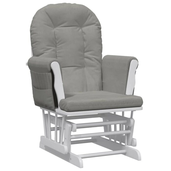Chaise berçante avec repose-pied Gris clair Tissu – Image 4