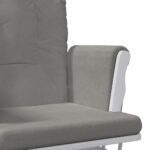 Chaise berçante avec repose-pied Gris clair Tissu – Image 6