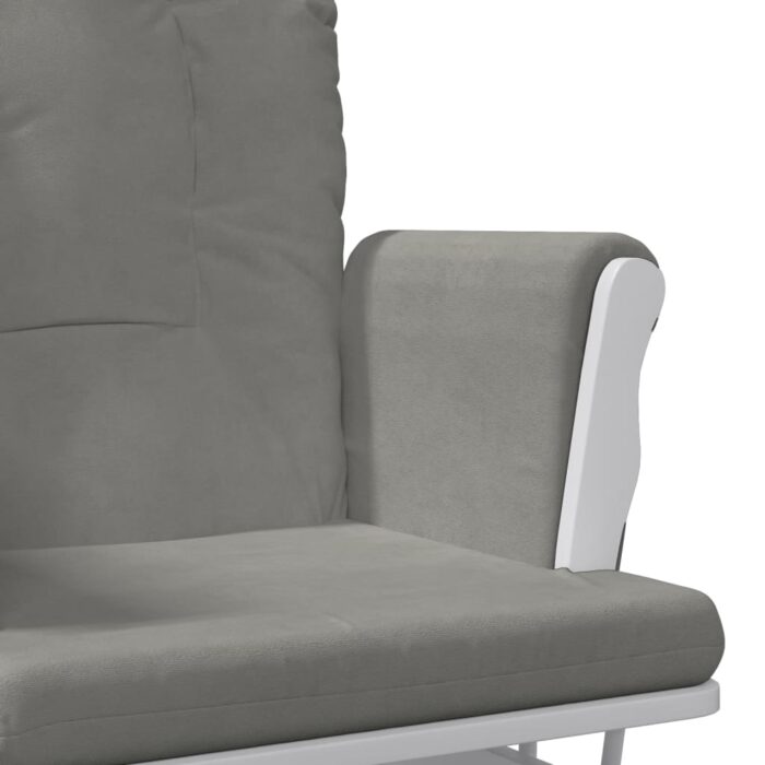 Chaise berçante avec repose-pied Gris clair Tissu – Image 6