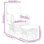 Chaise berçante avec repose-pied Blanc crème Tissu – Image 10
