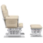 Chaise berçante avec repose-pied Blanc crème Tissu – Image 2