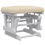 Chaise berçante avec repose-pied Blanc crème Tissu – Image 5