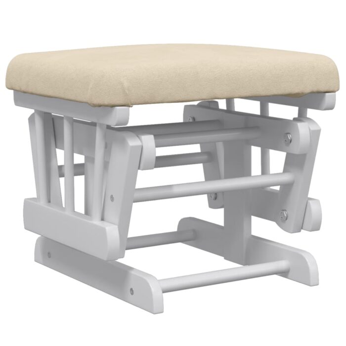 Chaise berçante avec repose-pied Blanc crème Tissu – Image 5