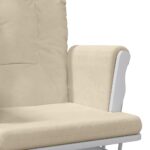Chaise berçante avec repose-pied Blanc crème Tissu – Image 6