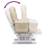 Chaise berçante avec repose-pied Blanc crème Tissu – Image 7