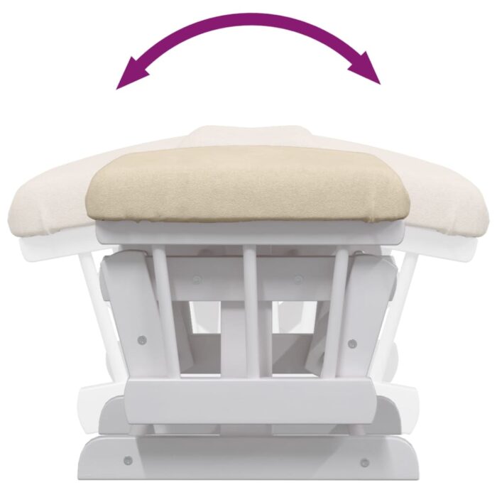 Chaise berçante avec repose-pied Blanc crème Tissu – Image 8