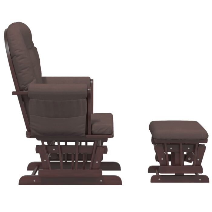 Chaise berçante avec repose-pied Marron Tissu – Image 2
