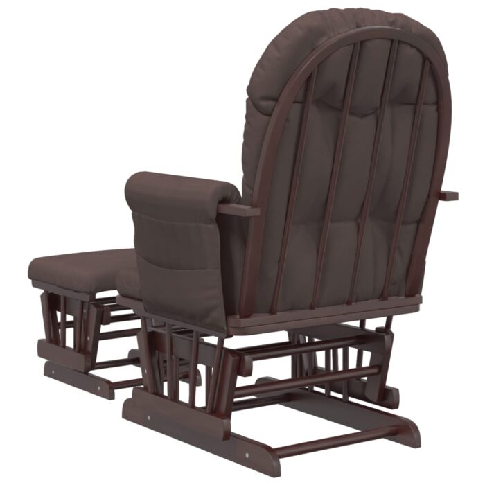Chaise berçante avec repose-pied Marron Tissu – Image 3