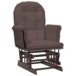 Chaise berçante avec repose-pied Marron Tissu – Image 4
