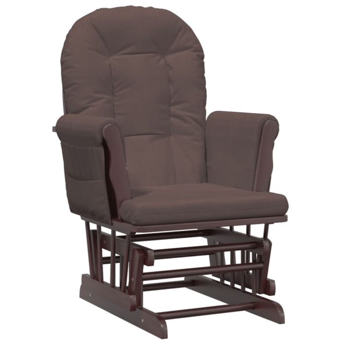 Chaise berçante avec repose-pied Marron Tissu – Image 4