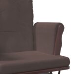 Chaise berçante avec repose-pied Marron Tissu – Image 6