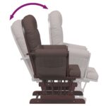 Chaise berçante avec repose-pied Marron Tissu – Image 7