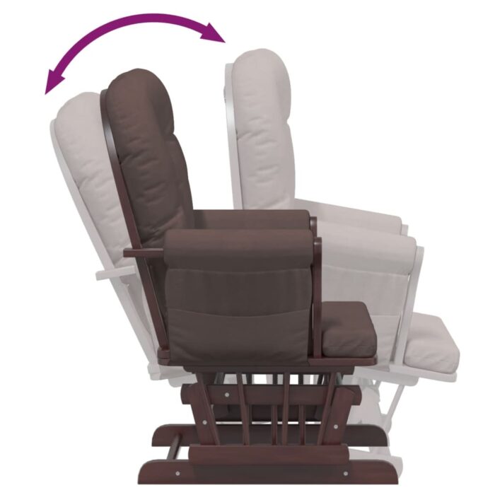 Chaise berçante avec repose-pied Marron Tissu – Image 7