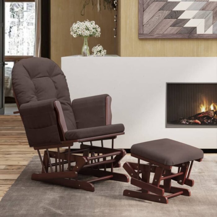 VXL8720845690205_m_en_hd_1.jpg Chaise berçante avec repose-pied Marron Tissu – Image 1