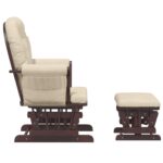 Chaise berçante avec repose-pied Blanc crème Tissu – Image 2