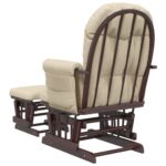Chaise berçante avec repose-pied Blanc crème Tissu – Image 3