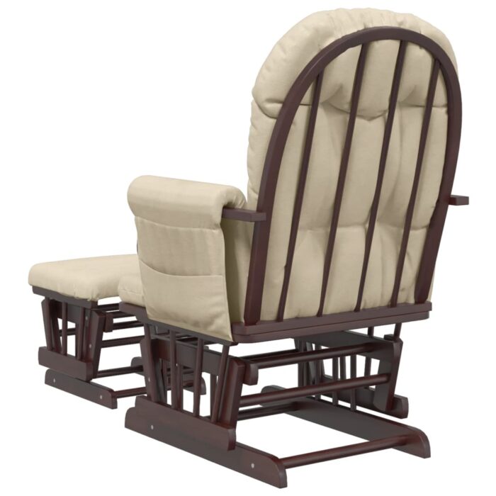 Chaise berçante avec repose-pied Blanc crème Tissu – Image 3