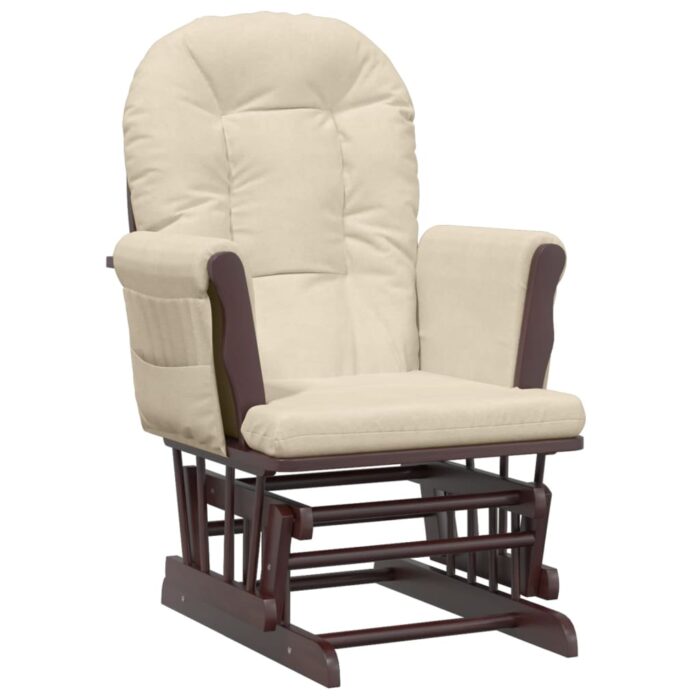 Chaise berçante avec repose-pied Blanc crème Tissu – Image 4