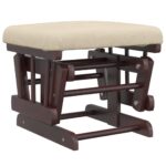 Chaise berçante avec repose-pied Blanc crème Tissu – Image 5