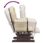 Chaise berçante avec repose-pied Blanc crème Tissu – Image 7