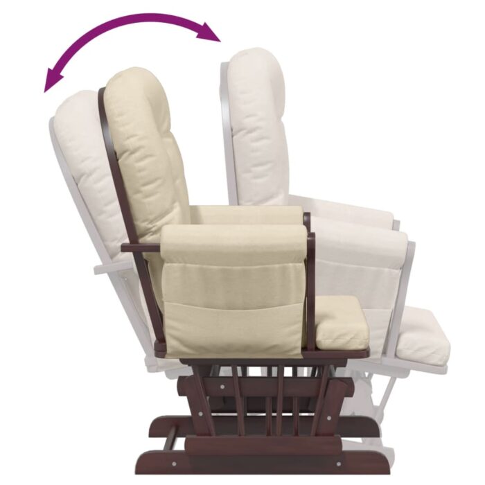 Chaise berçante avec repose-pied Blanc crème Tissu – Image 7
