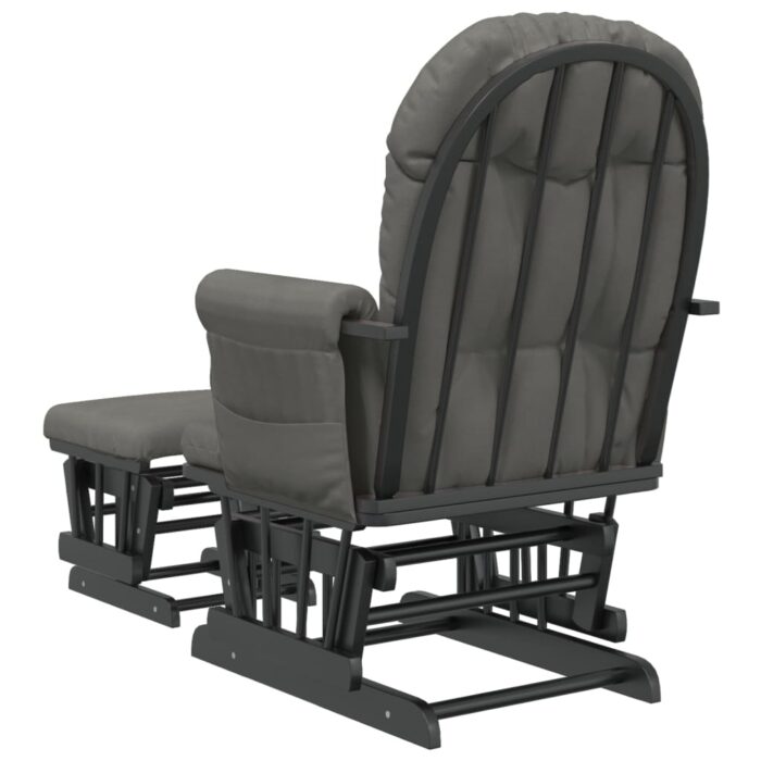 Chaise berçante avec repose-pied Gris foncé Tissu – Image 3