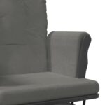 Chaise berçante avec repose-pied Gris foncé Tissu – Image 6