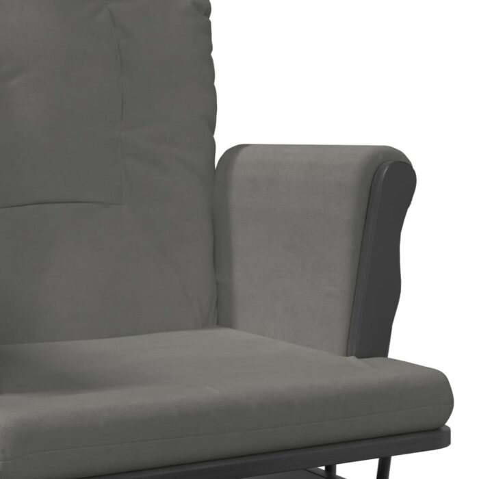Chaise berçante avec repose-pied Gris foncé Tissu – Image 6