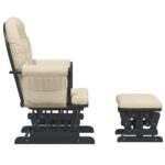 Chaise berçante avec repose-pied Blanc crème Tissu – Image 2
