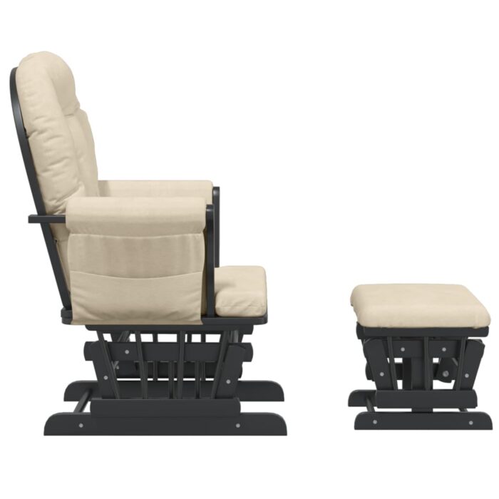 Chaise berçante avec repose-pied Blanc crème Tissu – Image 2
