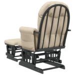 Chaise berçante avec repose-pied Blanc crème Tissu – Image 3