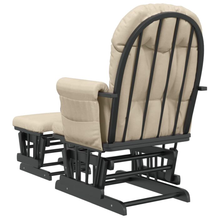 Chaise berçante avec repose-pied Blanc crème Tissu – Image 3