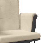 Chaise berçante avec repose-pied Blanc crème Tissu – Image 6