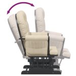 Chaise berçante avec repose-pied Blanc crème Tissu – Image 7