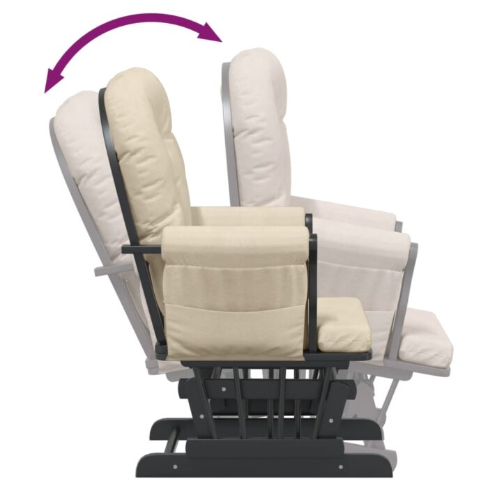 Chaise berçante avec repose-pied Blanc crème Tissu – Image 7