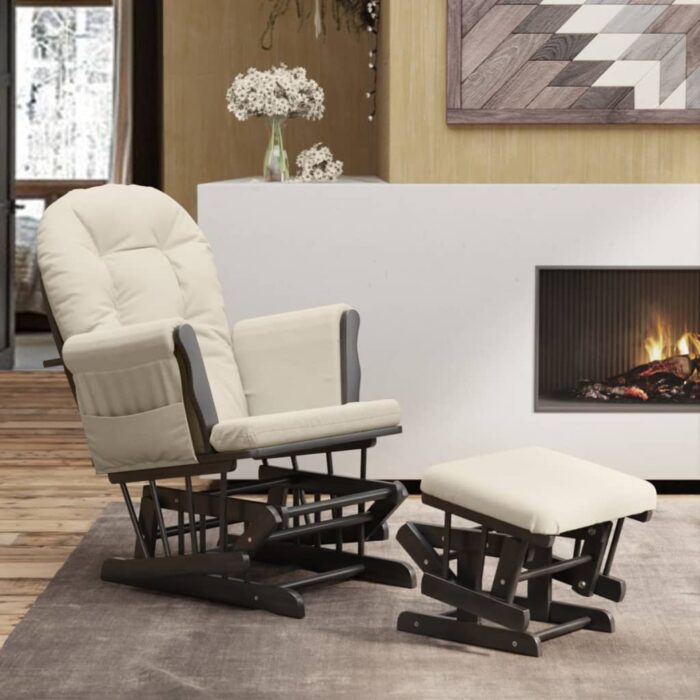 VXL8720845690243_m_en_hd_1.jpg Chaise berçante avec repose-pied Blanc crème Tissu – Image 1