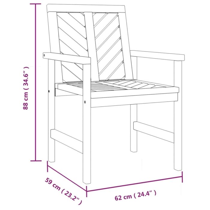 Chaises à manger de jardin lot de 2 bois massif d'acacia – Image 6