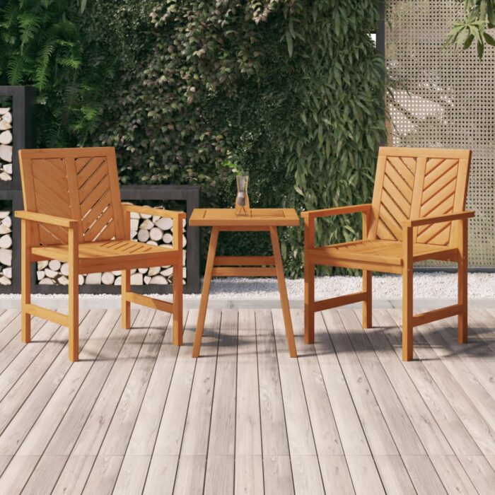 Chaises à manger de jardin lot de 2 bois massif d'acacia – Image 1