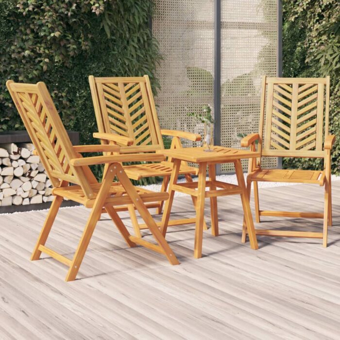 Chaises de jardin inclinables lot de 3 bois massif d'acacia – Image 1