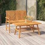 Ensemble de salon de jardin 2 pcs bois d'acacia solide
