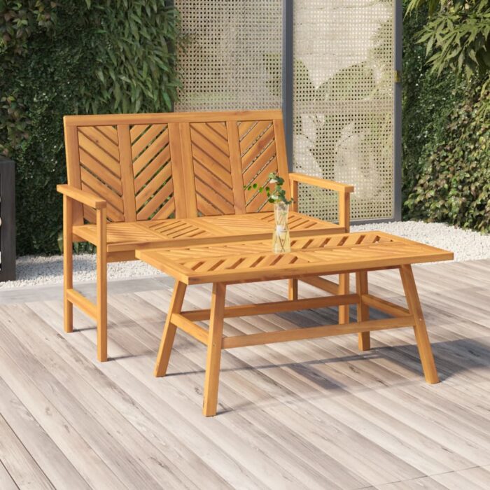 Ensemble de salon de jardin 2 pcs bois d'acacia solide – Image 1