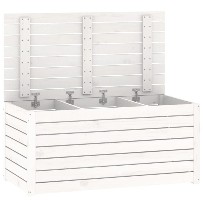 Boîte de jardin blanc 101x50,5x46,5 cm bois massif de pin – Image 4