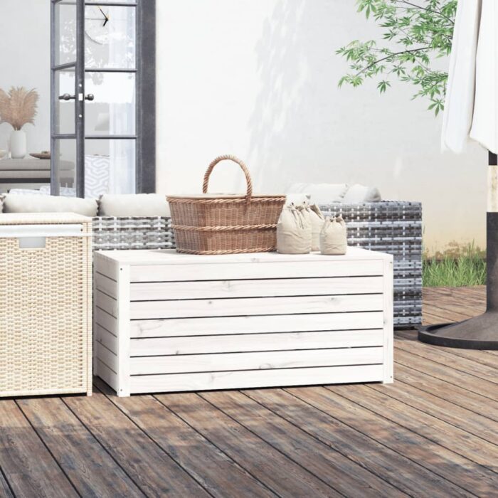 Boîte de jardin blanc 101x50,5x46,5 cm bois massif de pin – Image 1